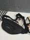 Men Women Nylon Ins Sports Reflective Crossbody Bag Chest Bag Sling Bag Hippie Bag - Black