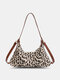 Women Fashion Plush Animal Print Leopard Tote Shouler Bag Handbag - Leopard