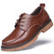 Men Pure Color Leather Non Slip Stitching Soft Sole Shoes  - Brown