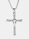 Trendy Hip Hop Inlaid Rhinestones Activity Cross-shaped Pendant Alloy Necklace - Silver