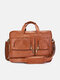 Men Vintage Multifunction Faux Leather 15.6 Inch Laptop Bag Briefcase Crossbody Bag - Brown