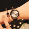 Fashion Quartz WristWatch Thin Stainless Steel Black White Round Dial Leather Strap Watch for Women - 06