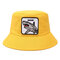 Men's Women's Cotton Fisherman Hat Animal Print With Shark Flat Top Hat Outdoor Sun Hat - Yellow