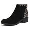 LOSTISY Veins Splicing Chunky Heel Ankle Casual Short Boots - Black