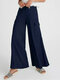 Solid Color Pocket Long Casual Loose Pants for Women - Navy