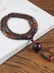 Vintage Ethnic Multiple Types Pendant Bodhi Plastic Resin Wood Bead Necklace - #03