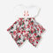 Girl's Rabbit Print Short Sleeves Cotton Casual Spliced Flower Dress For 1-5Y - White