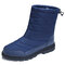 Men Waterproof Cloth Mid-calf Outdoor Warm Lining Ankle Boots - Blue