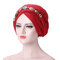 Women Wild Bali Yarn Necklace Scarf Ethnic Tie Turban Cap Arab Wrap Scarf - Red