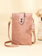 Women Vintage Multi-pocket  PU leather Clutch Bag Card Bag Phone Bag Crossbody Bag - Pink
