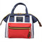 Woman Elegant Patchwork Handbag Canvas Portable Handbag Dual-Use Backpack - Red & Blue