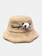 Winter Olympics Beijing 2022 Unisex Plush Letter Embroidery Panda Doll Decorated All-match Warmth Bucket Hat - Khaki