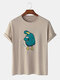Camisetas de manga corta de algodón con estampado de pato y bebidas de dibujos animados para hombre - Caqui