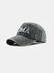 Unisex Washable Distressed Cotton Letter Embroidery Fashion Sunscreen Baseball Caps - Army Green