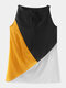Contrast Color Halter Sleeveless Knotted Casual Tank Top - Yellow