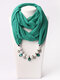 1 Pcs Chiffon Fake Pearl Decor Pendant Sunshade Keep Warm Scarf Necklace - Turquoise Green