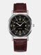8 Farben Metall Leder Herren Vintage Uhr dekorative Zeiger leuchtende Quarzuhr - Silbernes Gehäuse Schwarzes Ziff