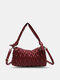 Women Vinatge Faux Leather Wave Pattern Solid Color Crossbody Bag Shoulder Bag - Red