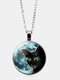 1 PC Casual Trend Cartoon Black Cat Moon Pattern Glass Glass Pendant Necklace - #03