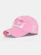 Unisex Cotton Letters Pattern Embroidery Patch  All-match Sunscreen Baseball Caps - Pink
