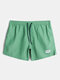 Mens Solid Color Quick Dry Holiday Swim Trunk With Lined - Green