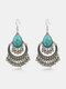 Bohemia Geometric Round Women Earrings Turquoise Drop-Shape Tassel Pendant Earrings Jewelry Gift - #05