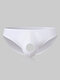 Mens Crotchless Holes Sexy Briefs Butt Lifting Nylon Mesh Breathable Underwear With Pouch - White