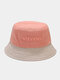 Unisex Cotton Patchwork Color-block Letter Embroidery Fashion Sunshade Bucket Hat - #02