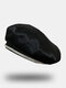 Women Cotton Solid Color Rhinestone Decoration Breathable All-match Beret - Black