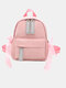 Women Backpack Canvas Metal Detail Front Zipper Mini Backpack - Pink