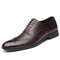 Men Retro Microfiber Leather Non Slip Brogue Formal Dress Shoes - Brown
