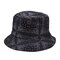 Women & Men Cashew Flower Pattern Two-Sided Bucket Hat Fisherman Hat - Black