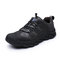 Men Outdoor Cap Toe Non Slip Lace Up Casual Hiking Shoes - Black
