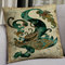 Funda de almohada de lino con paisaje de pavo real de estilo chino, funda de cojín trasero de oficina para sofá en casa - #1