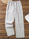 Men Linen Plain Loose Tall Pants Breathable Casual Lounge Drawstring Pajamas With Pockets - Gray