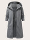 Plus Size Solid Zip Front Fake 2pcs Pocket Hooded Casual Coat - Dark Gray