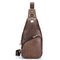 Bullcaptain Vintage Genuine Leather Large Capacity Chest Bag Crossbody Bag For Men - Coffee