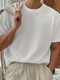 T-shirt da uomo a maniche corte in maglia a nido d'ape tinta unita - bianca