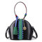 Women Vintage Mini-Shoulder Bag PU Leather Tassel Decoration Shell Handbag - Black