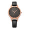 Fashion Glitter Women Watch Leather Quartz Waterproof Thin Watch No Number Watch - Black
