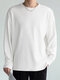 Mens Japan Solid Long Sleeve Slit T-shirt - White