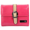 Women Candy Color Joker Soft Leather Wallet - Rose Red
