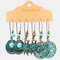 3 Pcs Bohemian Dreamcatcher Tassel Earrings Set Geometric Hollow Turquoise Pendant Long Earrings - 1