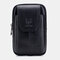 EDC Genuine Leather Vintage Zipper Phone Bag Waist Bag For Business Bag - Black
