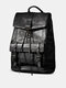 Men Vintage Multifunctional Rub Color Faux Fur Large Capacity Multi-pockets Casual Backpacks Handbag - Black