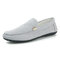Men Fabric Metal Decoration Slip On Casual Driving Shoes - Grey