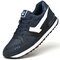 Men Fabric Leather Splicing Non Slip Sport Casual Running Shoes - Blue