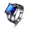 INALIS Women's Elegant 12mm Gun Black Plated Zircon Rhinestone Diamond Rings Gift  - Blue