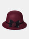 Women Woolen Cloth Solid Bowknot Rose Decoration Elegant Warmth Breathable Bucket Hat - Wine Red