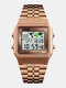 4 Cores Aço Inoxidável Homens Casual Esporte Watch Luminoso Impermeável Multifuncional Digital Watch - Rosa ouro